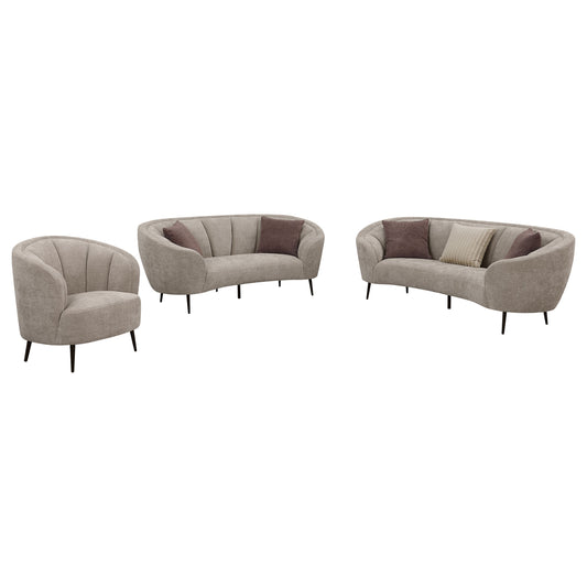 Ellorie 3-piece Upholstered Curved Sofa Set Beige