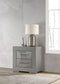 Ives 2-drawer Nightstand Bedside Table Grey High Gloss