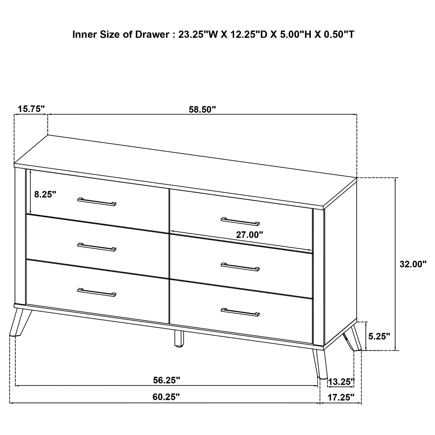 Kaywood 6-drawer Dresser Cabinet Natural Pine