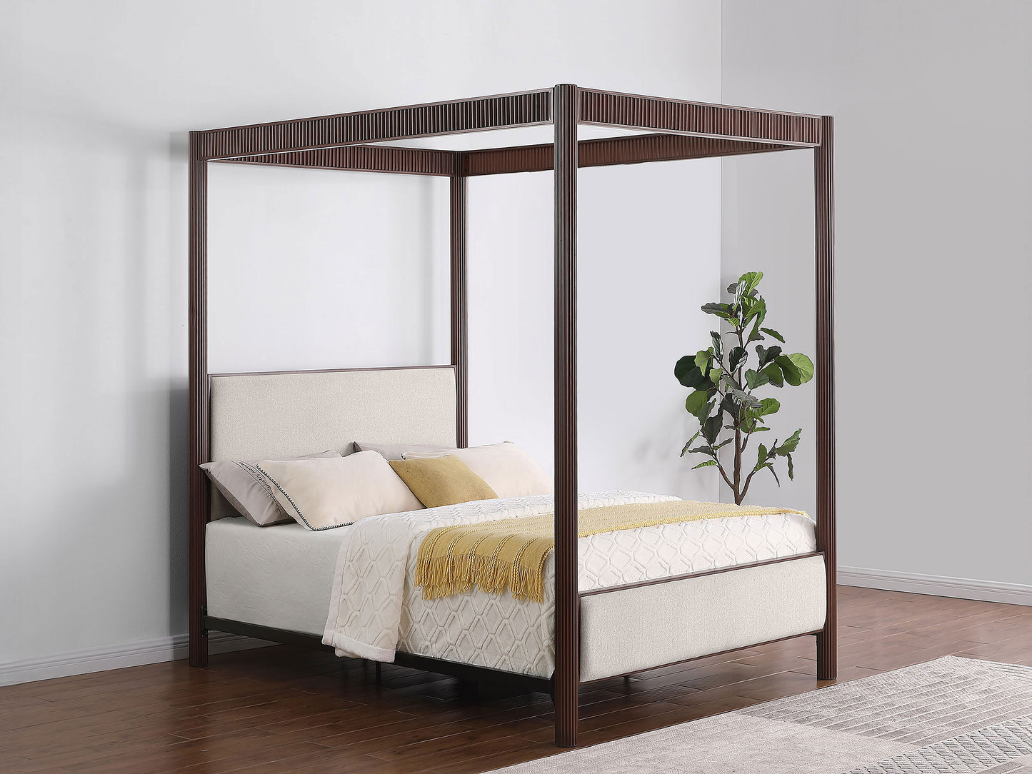 Zimmerlee 89-inch Metal Queen Canopy Bed Rust Brown