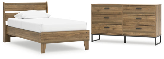 Deanlow Twin Platform Panel Bed with Dresser