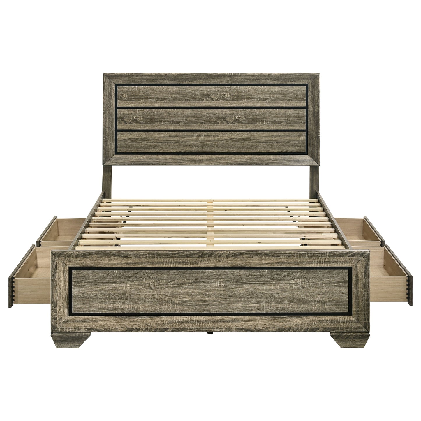 Kauffman Wood Queen Storage Panel Bed Washed Taupe