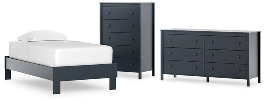 Simmenfort Twin Platform Bed with Dresser and Chest