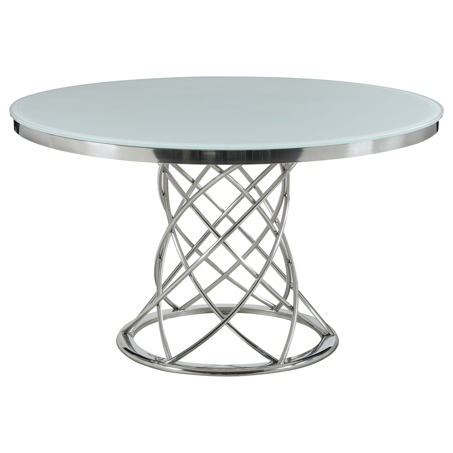 Irene 5-piece Round Glass Top Dining Set White and Chrome