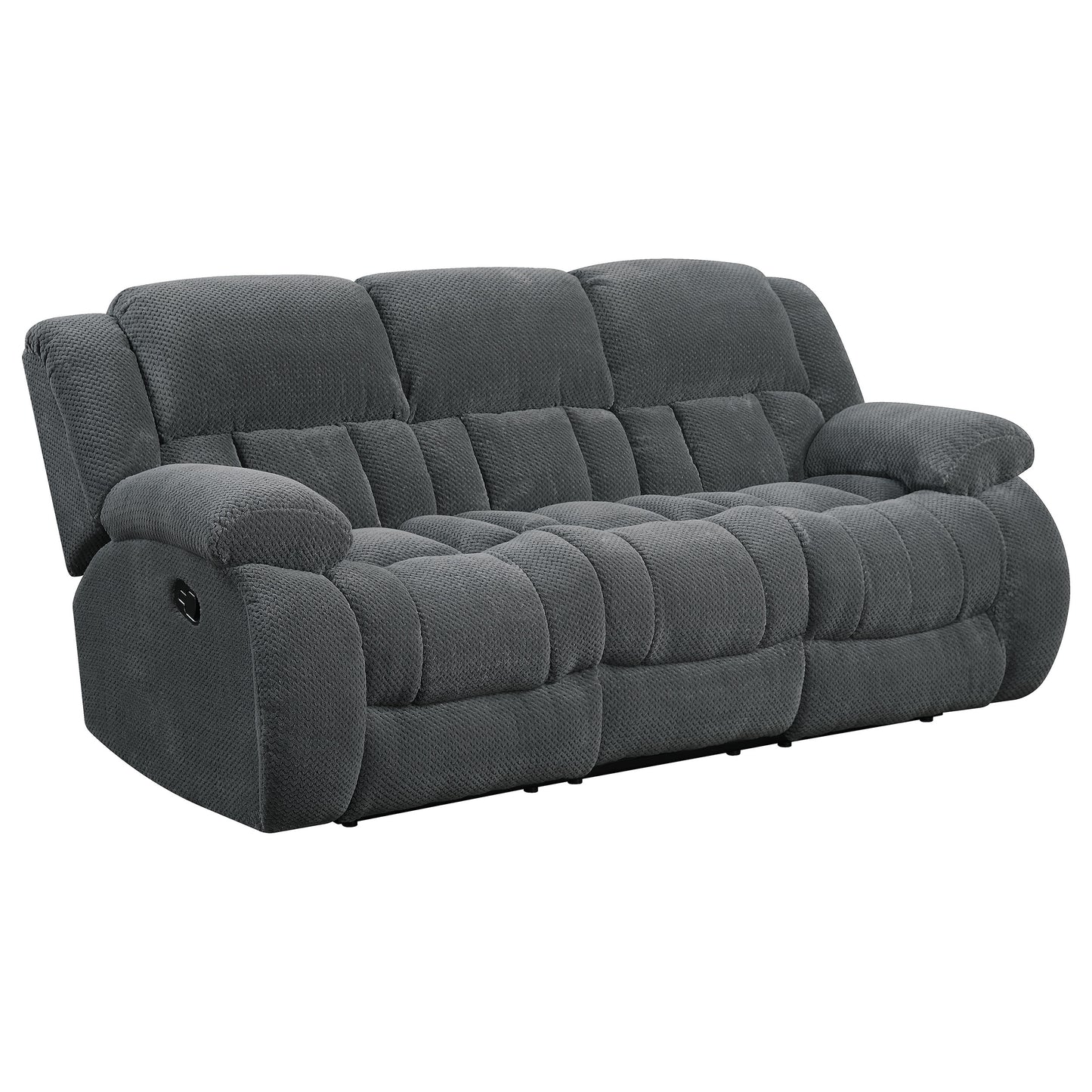 Weissman Upholstered Padded Arm Reclining Sofa Grey