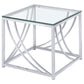 Lille Square Glass Top Side End Table Chrome