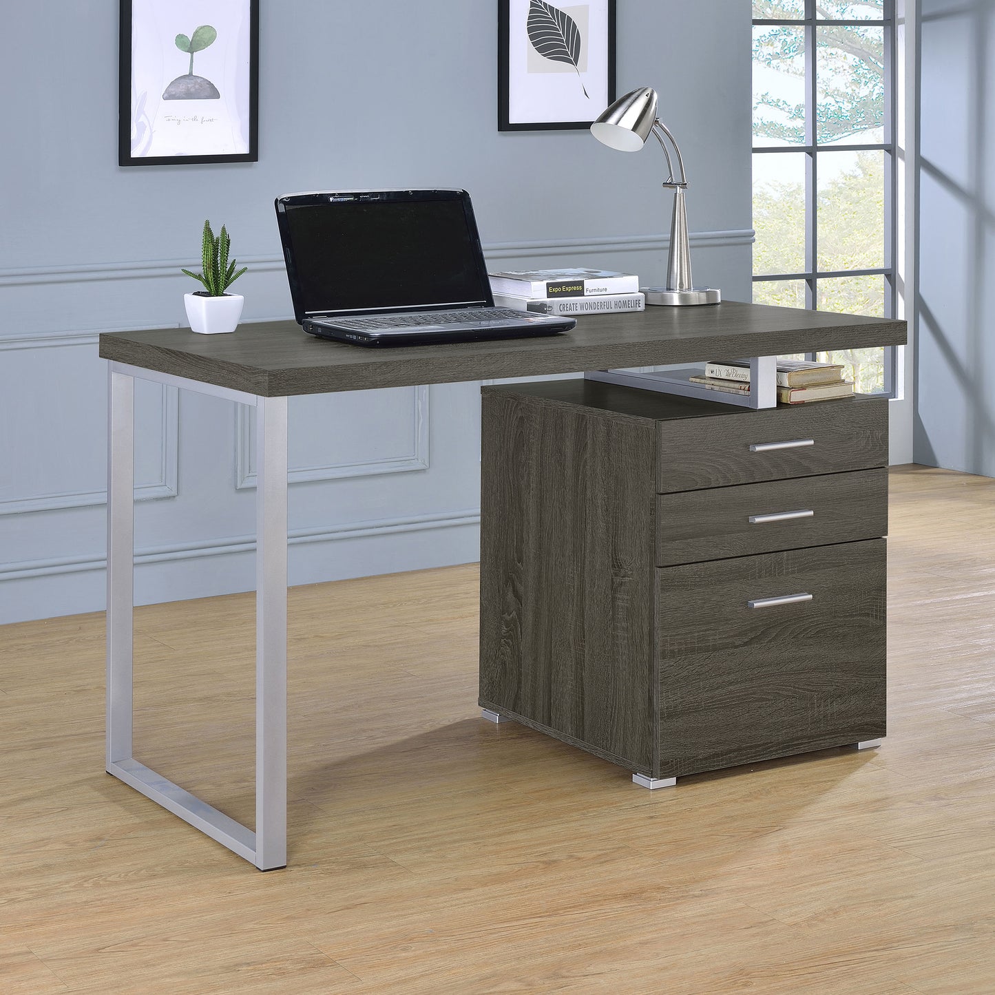 Brennan 47-inch 3-drawer Office Computer Desk Weathered Grey