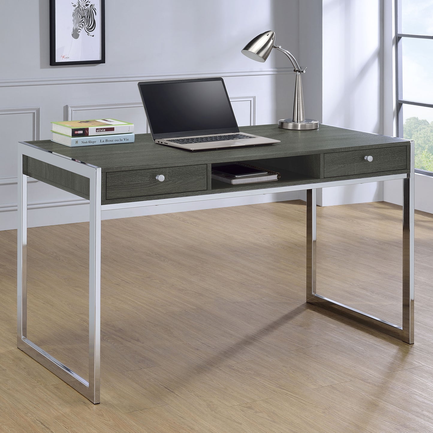 Wallice 49-inch 2-drawer Writing Desk Weathered Grey