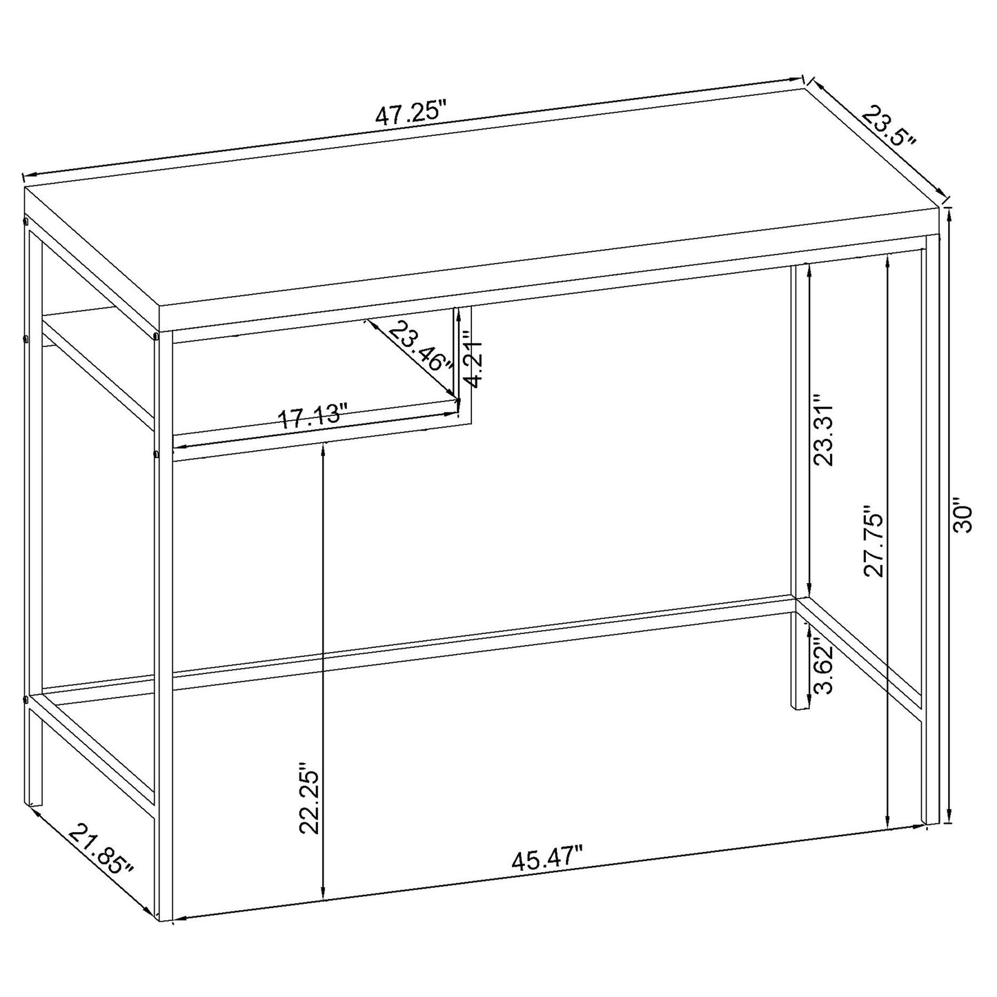 Kravitz 47-inch 1-shelf Writing Desk Weathered Grey